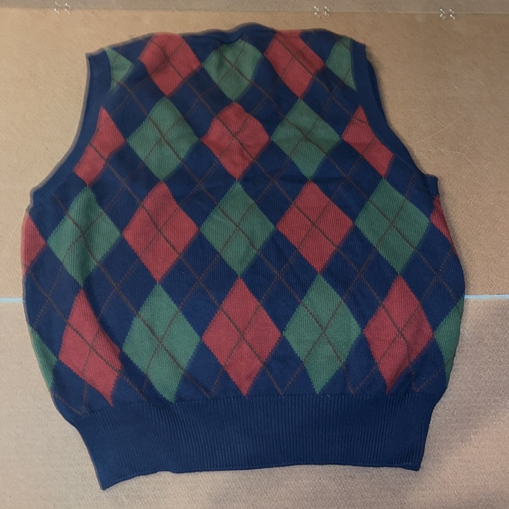 Greenwich argyle plaid Vest 100% cotton L - Picture 5 of 8